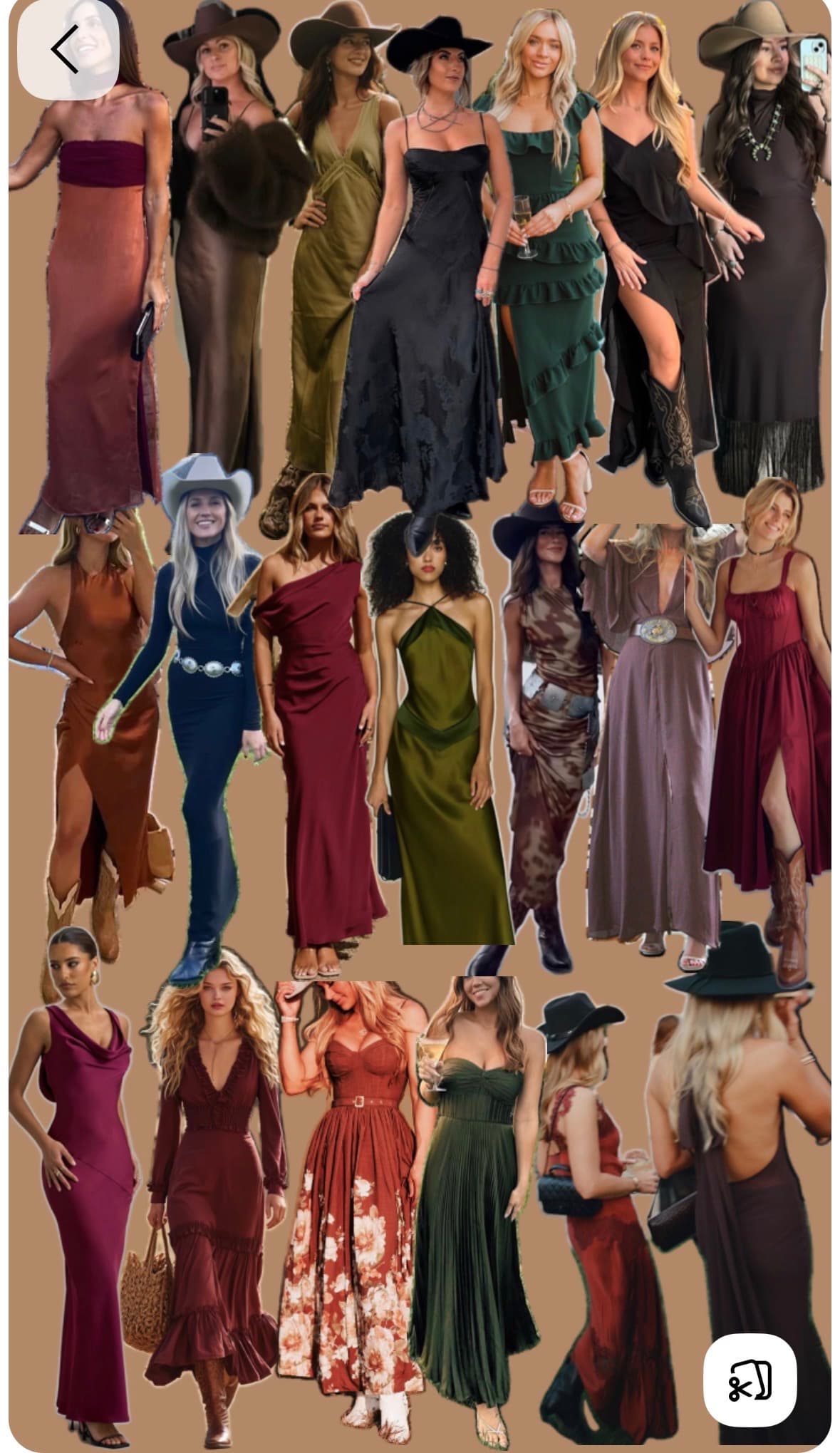Women's dress code inspiration: dresses with cowboy boots and hats